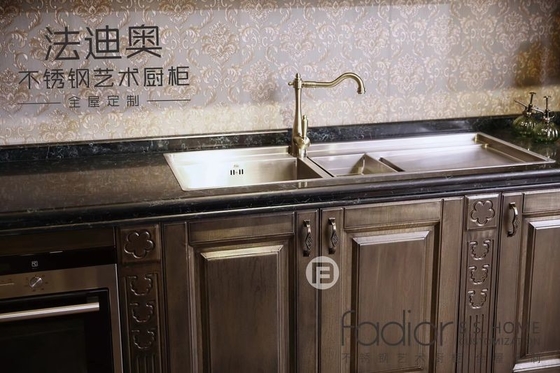 Customized Storage Solutions Stainless Steel Cabinetry With Dark Wood Finish