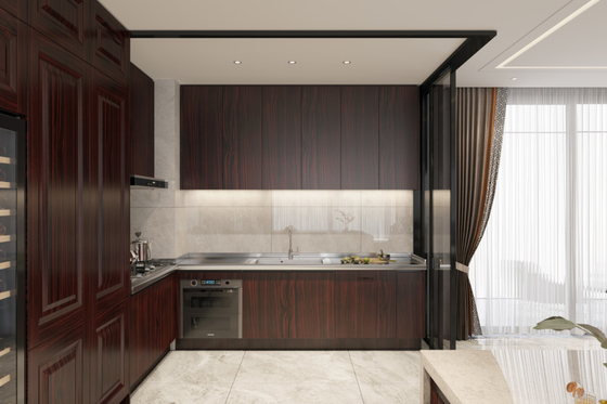 Non Formaldehyde European Style Kitchen Cabinets With Dual Function Space Divider