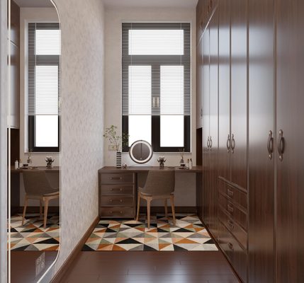 Modern Elegant Stainless Steel Walk In Closet Wood Effect Powder Coating