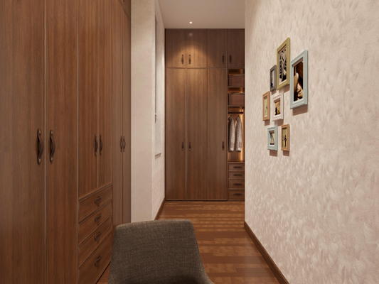Modern Elegant Stainless Steel Walk In Closet Wood Effect Powder Coating