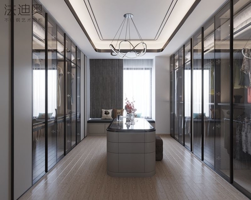 Customizable Sleek Contemporary Walk In Closet  Metal Open Style Closet