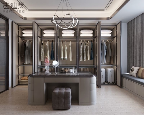 Customizable Sleek Contemporary Walk In Closet  Metal Open Style Closet