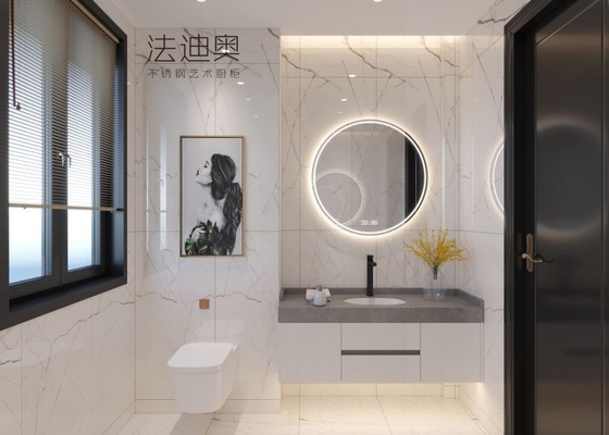 Modern Classic Stainless Steel Bathroom Vanity With Smart Accessories And Floating Design