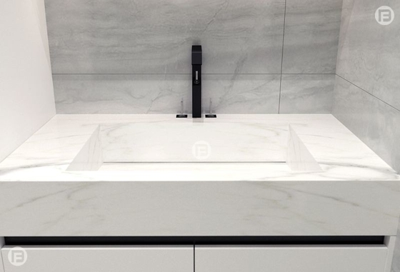 Stylish Pure White Bathroom Sink Cabinet Stainless Steel Corrosion Proof
