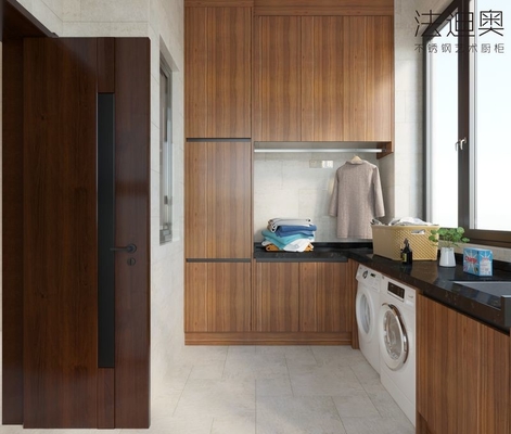 Sleek Light Wood Laundry Room Organization Cabinets With Handle Free Design
