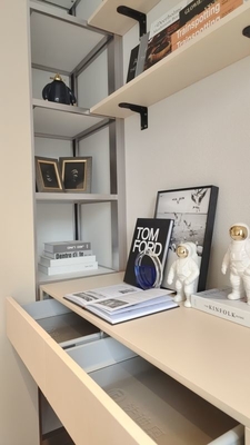 Minimalist Stainless Steel Kids Room Cupboard With Integrated Desk