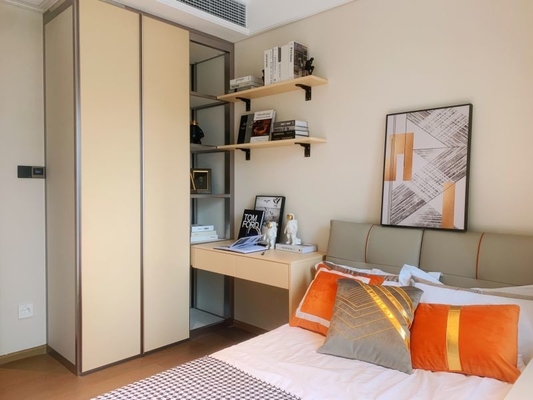 Minimalist Stainless Steel Kids Room Cupboard With Integrated Desk