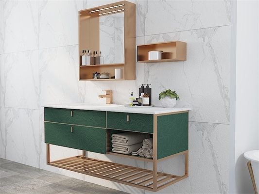 Sleek Stylish Lotus Green Bathroom Vanity Cabinet With Versatile Storage Options