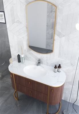 Modern Curved Stainless Steel Bathroom Vanity Cabinet Formaldehyde Free