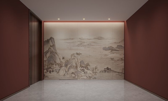 Light Colored Stainless Steel Decorative Panels With Traditional Chinese Landscape Art