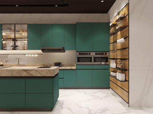 Fadior Lotus Green Elegance: Full Stainless Steel Kitchen Cabinets For Modern Homes