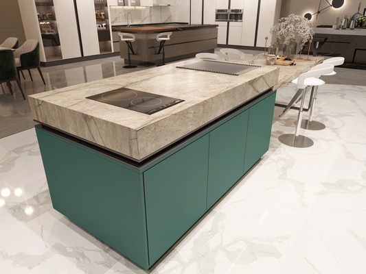 Fadior Lotus Green Elegance: Full Stainless Steel Kitchen Cabinets For Modern Homes