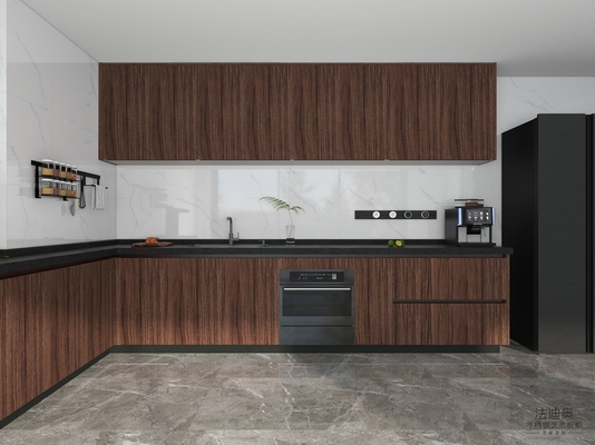 Luxury Stainless Modern Stainless Steel Kitchen Cabinets With Natural Wood Grain Finish - Customizable And Durableeel Modern Kitchen Cabinet With Sustainable Design Functionality And Elegance