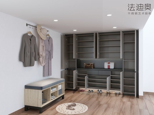 Modern Elegance Durable And Customizable Light Gray Stainless Steel Shoe Cabinet
