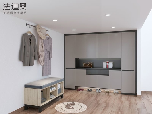 Modern Elegance Durable And Customizable Light Gray Stainless Steel Shoe Cabinet