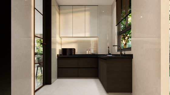 Wood Grain Elegant And Durable Fadior Modern Stainless Steel Kitchen Cabinet
