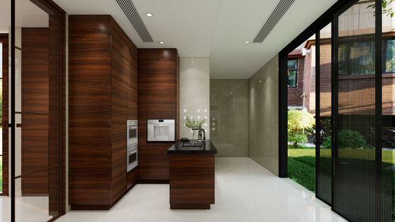 Sleek Durable And Customizable Modern Walnut-Style Stainless Steel Kitchen Cabinet