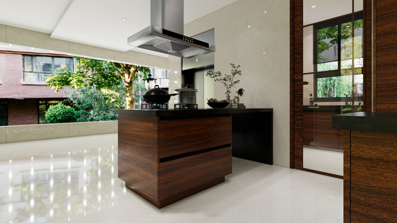 Sleek Durable And Customizable Modern Walnut-Style Stainless Steel Kitchen Cabinet