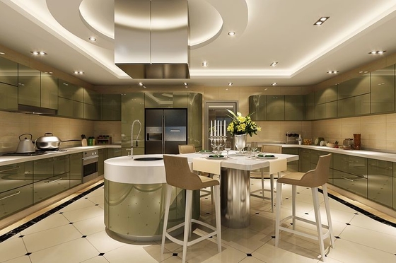 Elegant Olive Green Modern And Durable Stainless Steel Kitchen Cabinet