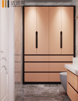 Elegant And Functional Orange Stainless Steel Bathroom Vanity Cabinet With Multiple Storage Solution