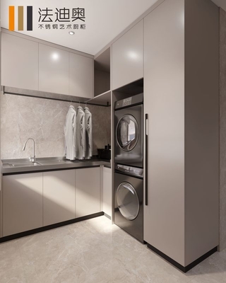 Minimalist Beige Design Stainless Steel Laundry Cabinet With Durable Functionality