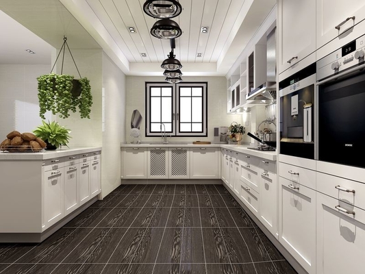 Fadior European Style U-Shaped Layout Stainless Steel Kitchen Cabinets With Embossed Door Panel