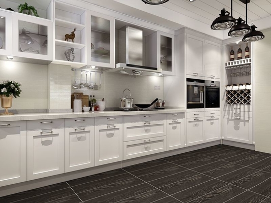 Fadior European Style U-Shaped Layout Stainless Steel Kitchen Cabinets With Embossed Door Panel