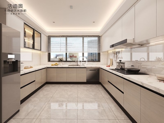 Fadior Wood Grain Dual-Zone Design Stainless Steel Kitchen Cabinet