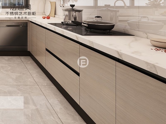 Fadior Wood Grain Dual-Zone Design Stainless Steel Kitchen Cabinet