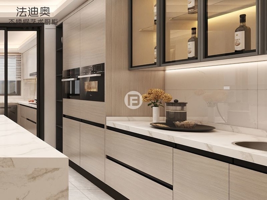 Fadior Wood Grain Dual-Zone Design Stainless Steel Kitchen Cabinet