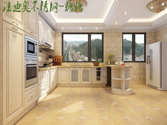Classic French Kitchen Cabinets With Elegant Curved Displays And Functional Island