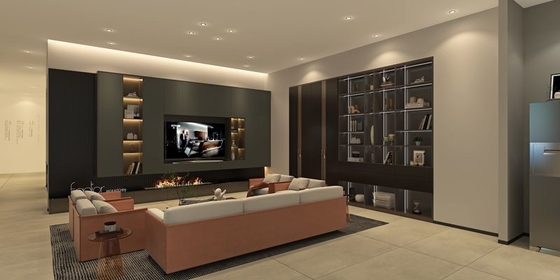 Fadior Stylish Gray Wall-Mounted Stainless Steel TV Cabinet With Grain Wall Panel