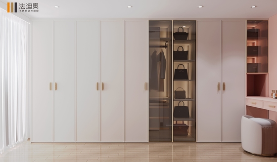 Modern Wardrobe Blush Pink And Ivory With Custom Stainless Steel Design