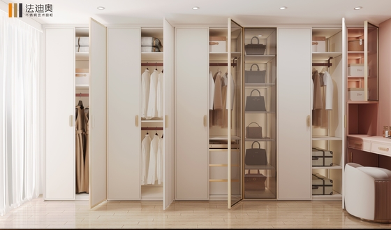 Modern Wardrobe Blush Pink And Ivory With Custom Stainless Steel Design