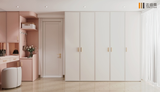 Modern Wardrobe Blush Pink And Ivory With Custom Stainless Steel Design