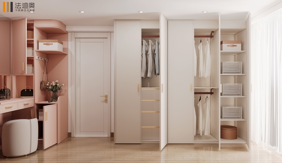 Modern Wardrobe Blush Pink And Ivory With Custom Stainless Steel Design