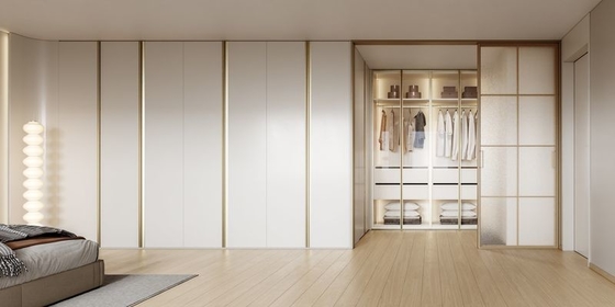 Modern Elegance Stainless Steel Wardrobe With Gold Accents Wear Resistant