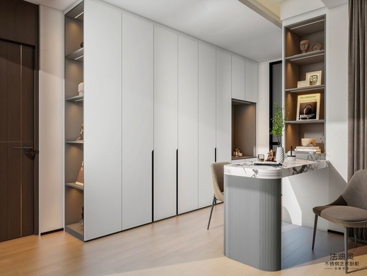 Starry Grey Stainless Steel Wardrobe With Integrated Dressing Table