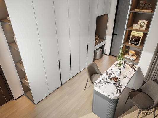 Starry Grey Stainless Steel Wardrobe With Integrated Dressing Table