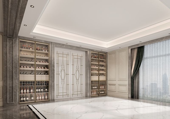 Fully Embedded Stainless Steel Wine Cabinet With Woodgrain Finish