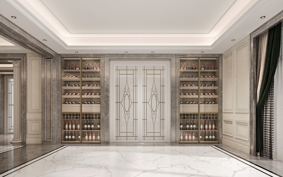 Fully Embedded Stainless Steel Wine Cabinet With Woodgrain Finish