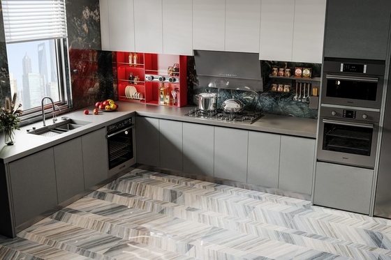 Luxury Stainless Steel Kitchen Storage System With Multiple Open Shelves