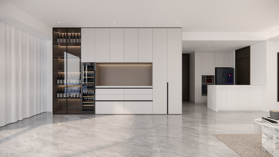 Stainless Steel Wine Cabinet And Sideboard With Integrated Wine Cooler