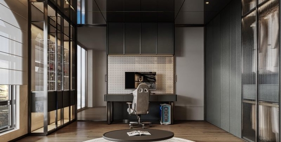 Fadior Premium Stainless Steel Wardrobe With Floor-To-Ceiling Elegance And Wave Panel Aesthetics