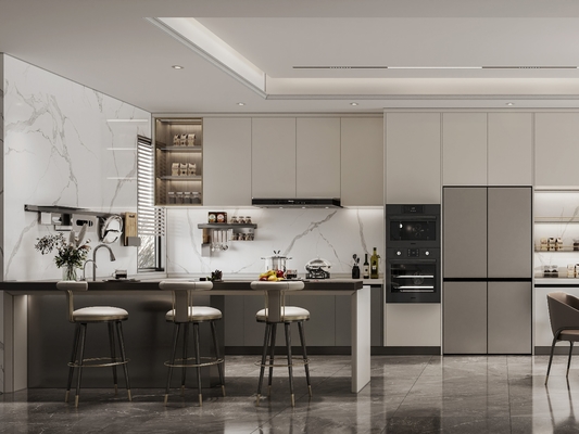 Fadior Complete Residential Stainless Steel Kitchen Cabinets With Beige Finish