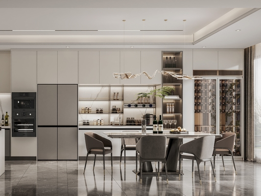 Fadior Complete Residential Stainless Steel Kitchen Cabinets With Beige Finish