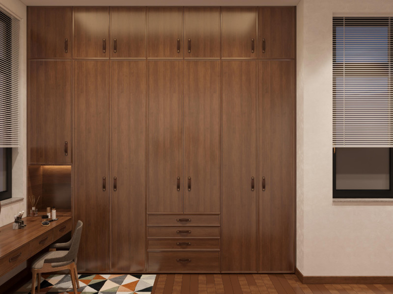 Modern Elegant Stainless Steel Walk In Closet Wood Effect Powder Coating