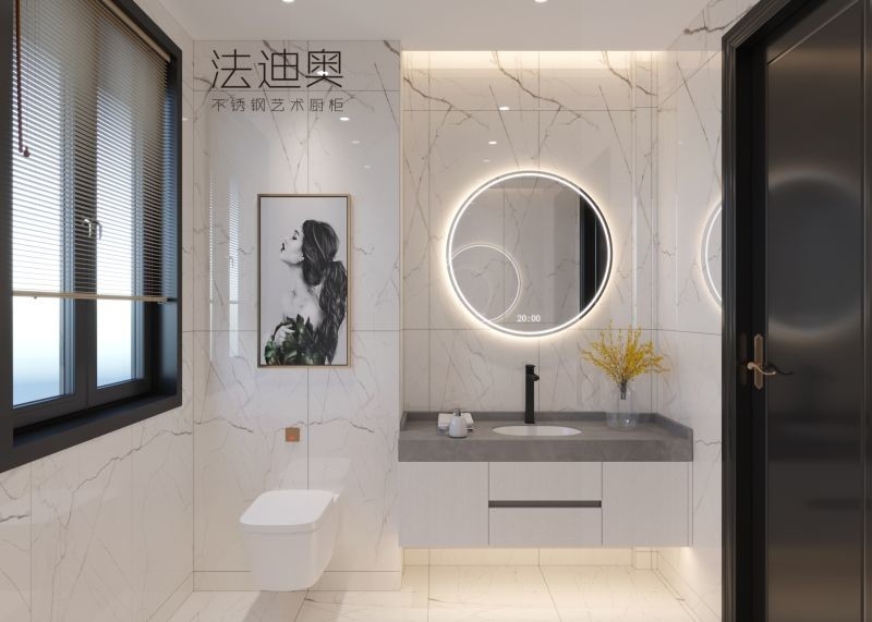 Modern Classic Stainless Steel Bathroom Vanity With Smart Accessories And Floating Design