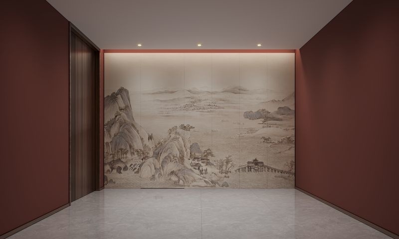 Light Colored Stainless Steel Decorative Panels With Traditional Chinese Landscape Art