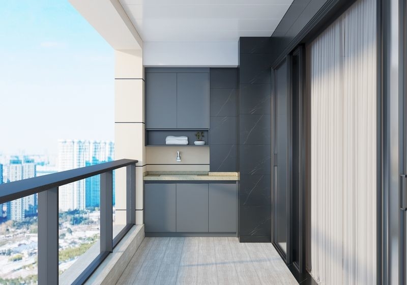 Stainless Steel Balcony Storage Cabinet Dedicated Cleaning Area Non Formaldehyde